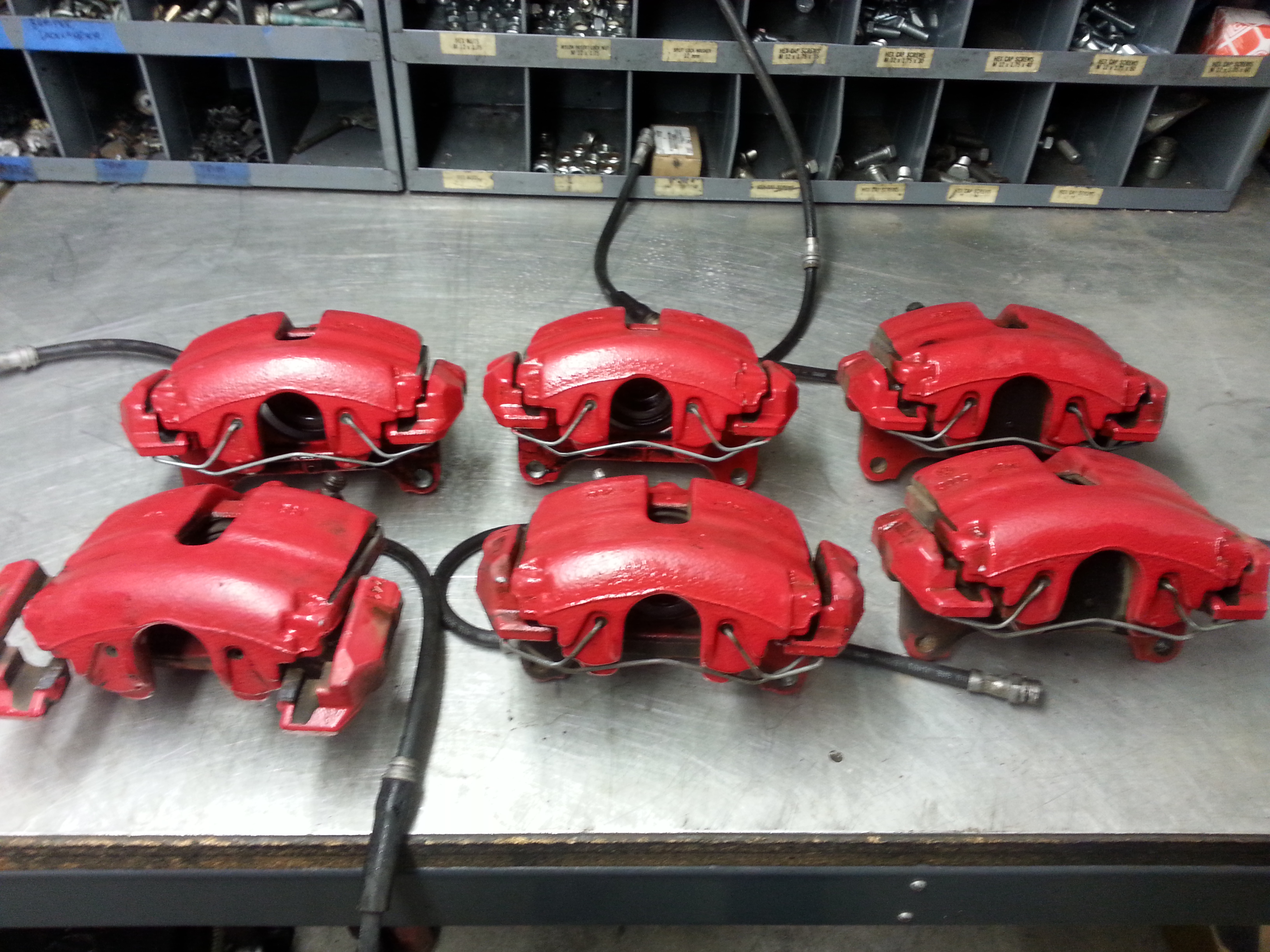 FS GTI OEM red brake calipers and carriers, excellent